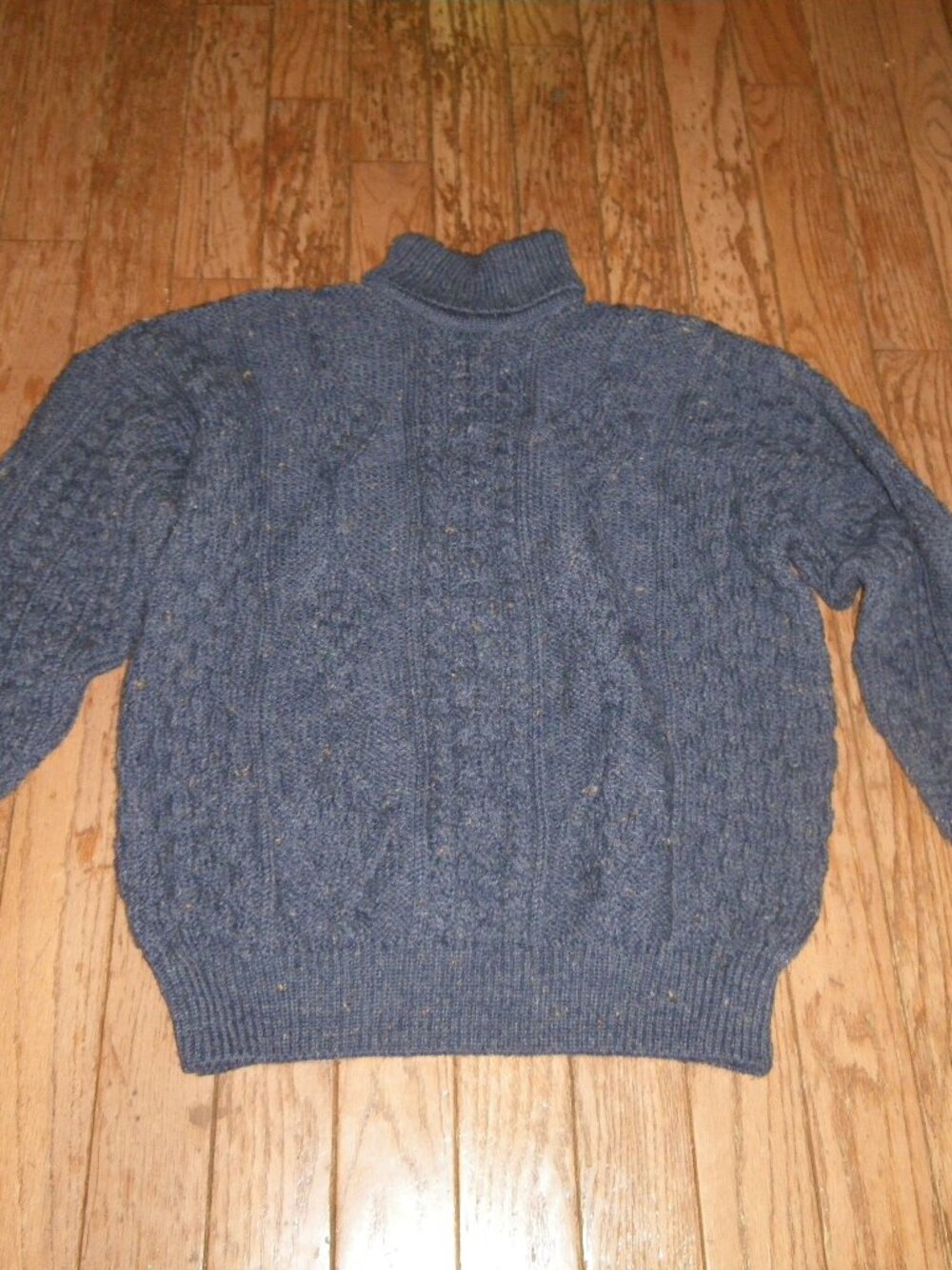 Vintage Unisex Callan Cable Knit Turtleneck Heavy Wool Sweater Made in Ireland